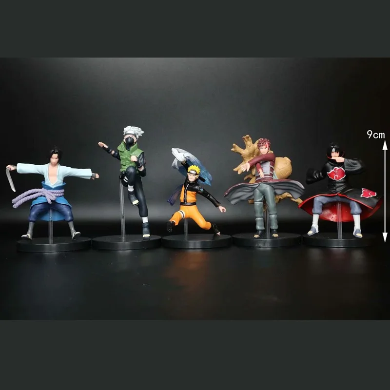 

5pcs/lot Naruto Shippuden Kakashi Sasuke Gaara Uchiha Itachi PVC Action Figures Anime Model Toys Decoration Brinquedos