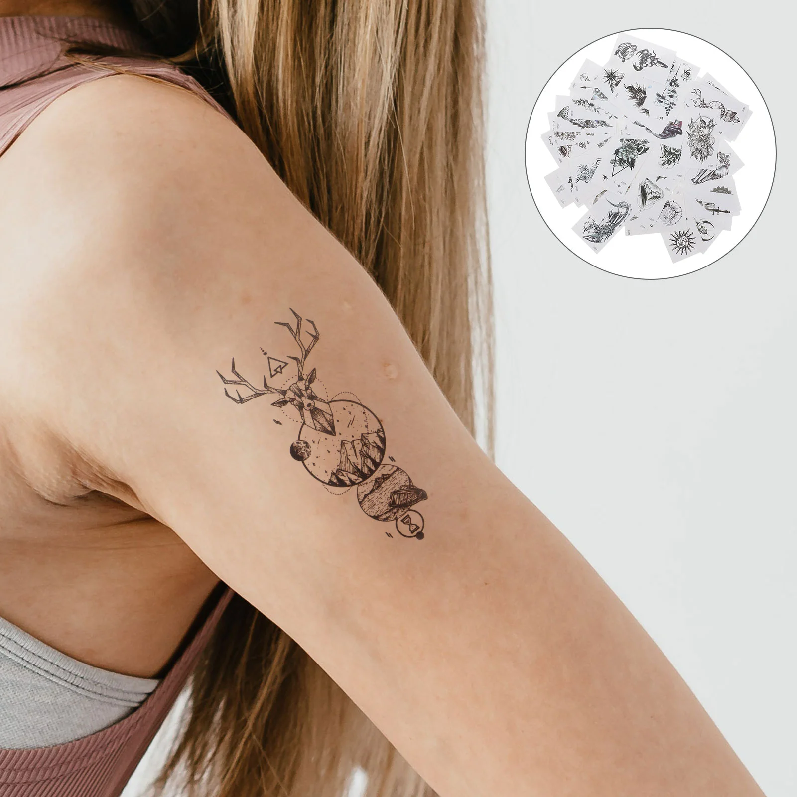 

Геометрические тату-наклейки, временные наклейки для тела, стильные минималистичные татуировки в стиле хип-хоп