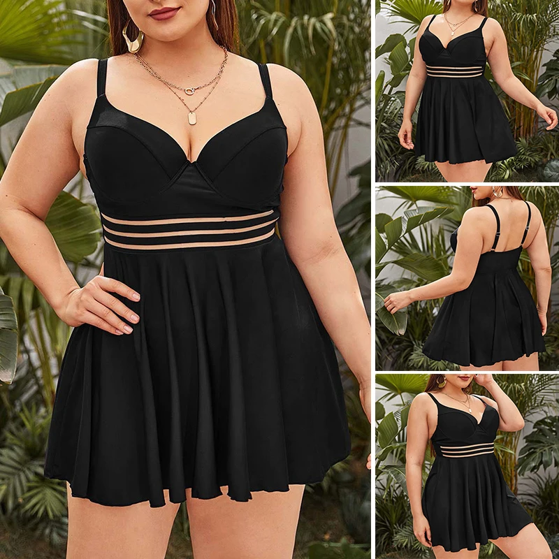 

Women's Plus Size Tankini 2-Piece High Waist Swim Wear Tummy Covered Wheeled Padded Swimsuit for Beach Pool L-3XL AUG889