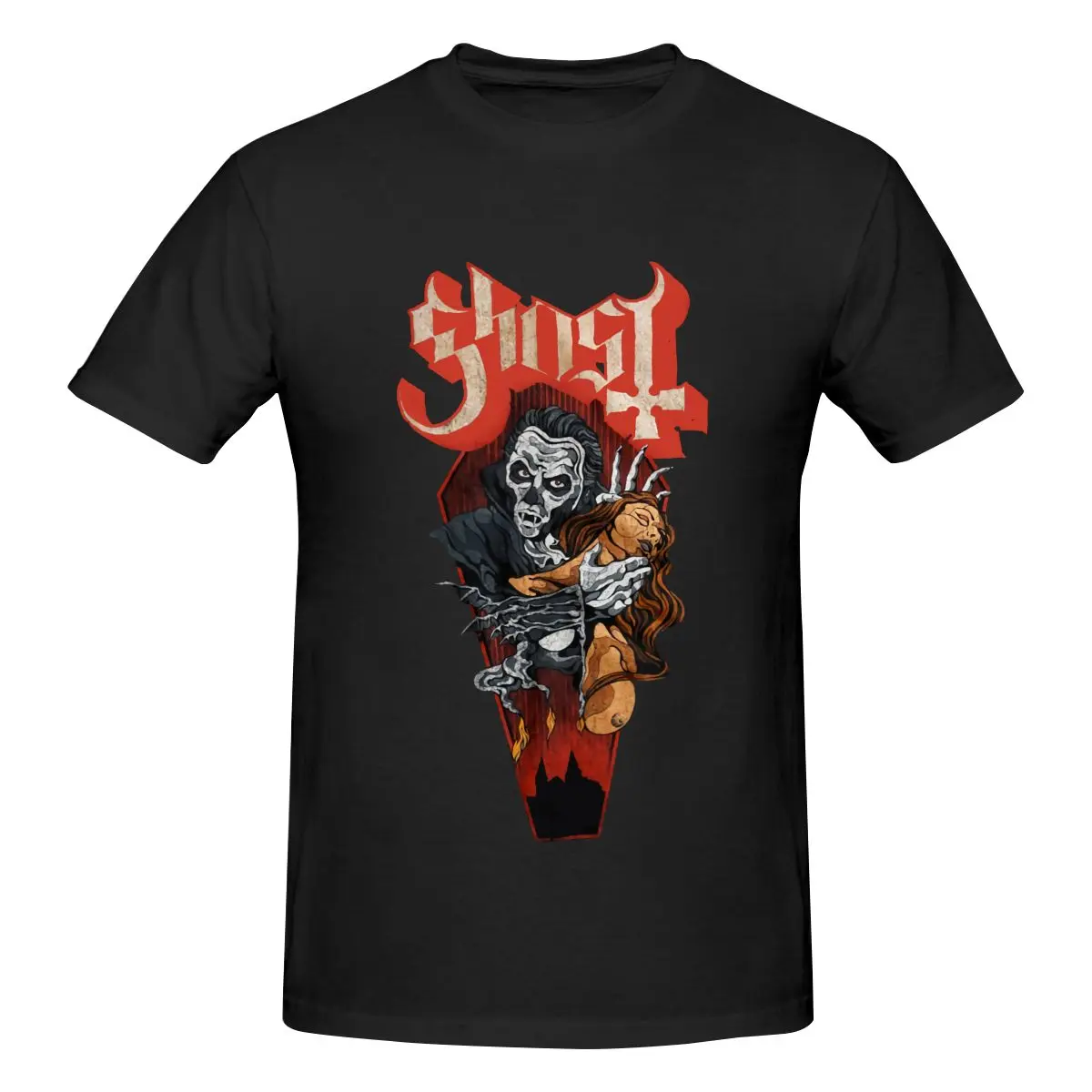 

Ghost Dracula Papa Emeritus Metal Band Men T-shirts Short Sleeve Streetwear Printed Tops Summer Vintage Washed