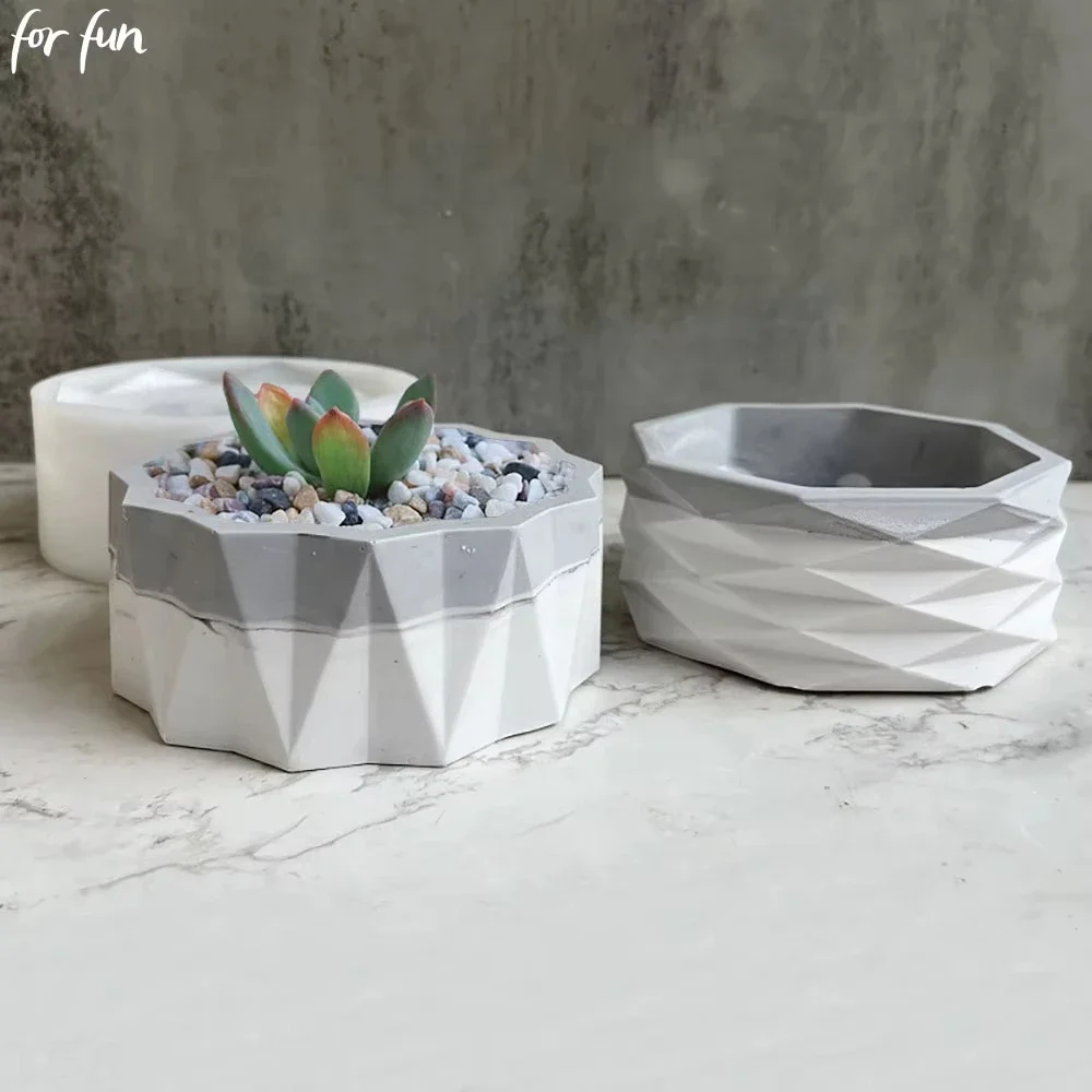 For Fun DIY Flower Pot Silicone Mold Clay Concrete Cement Plaster Succulent Plants Epoxy Resin Mould Home Decoration