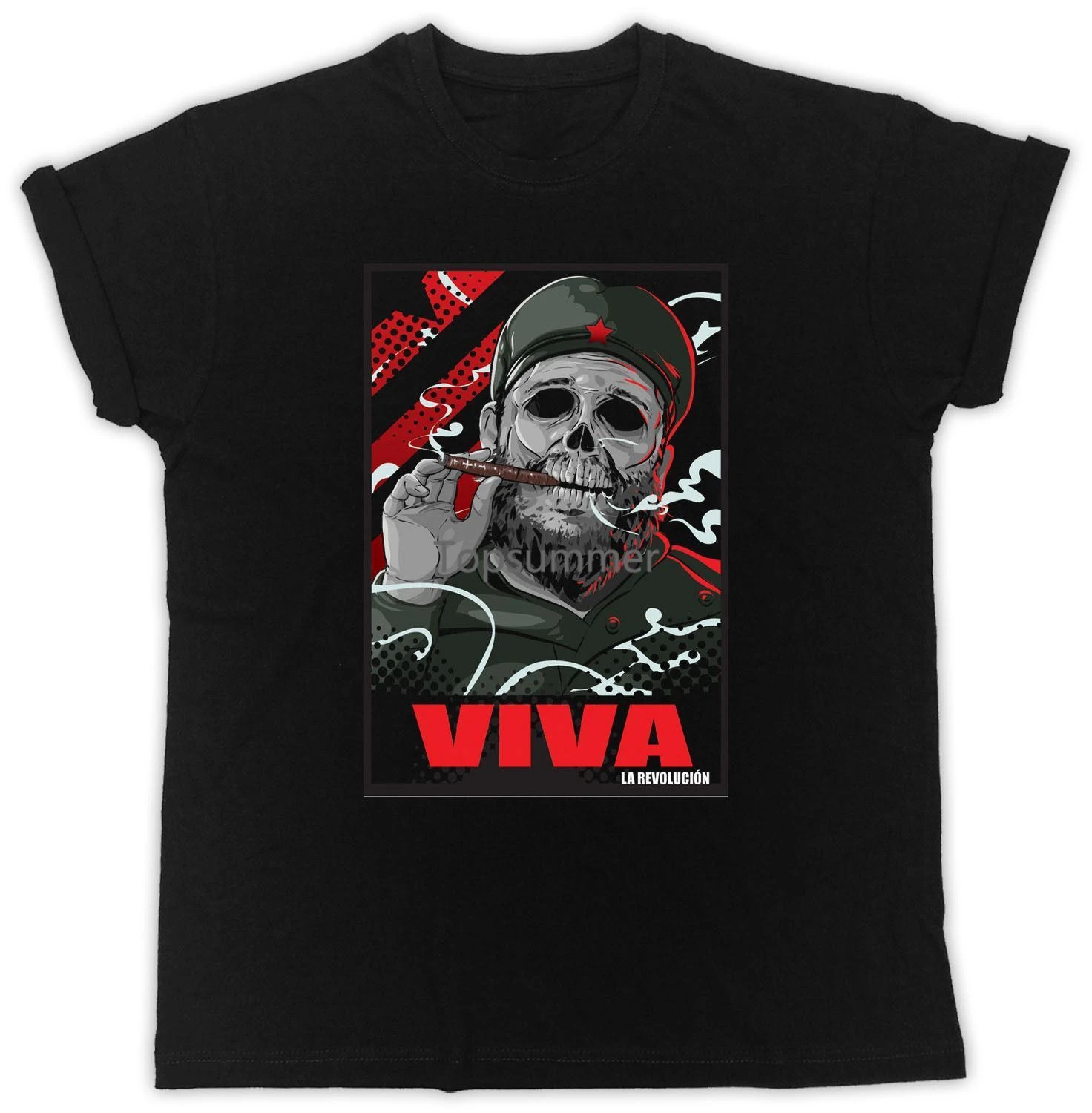 

Fidel Castro T-Shirt Designer Viva Revolucion Che Gift Present Unisex Tshirt 2018 New Short Sleeve Casual T-Shirt Tee