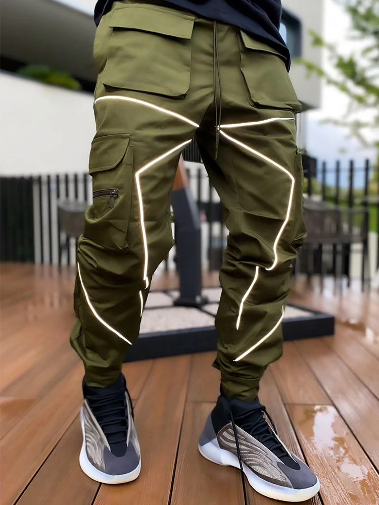 

Men's Spring and Summer Casual Korean Version of the tide Brand Tooling Pocket Pants Loose Straight Outdoor Running Trousers