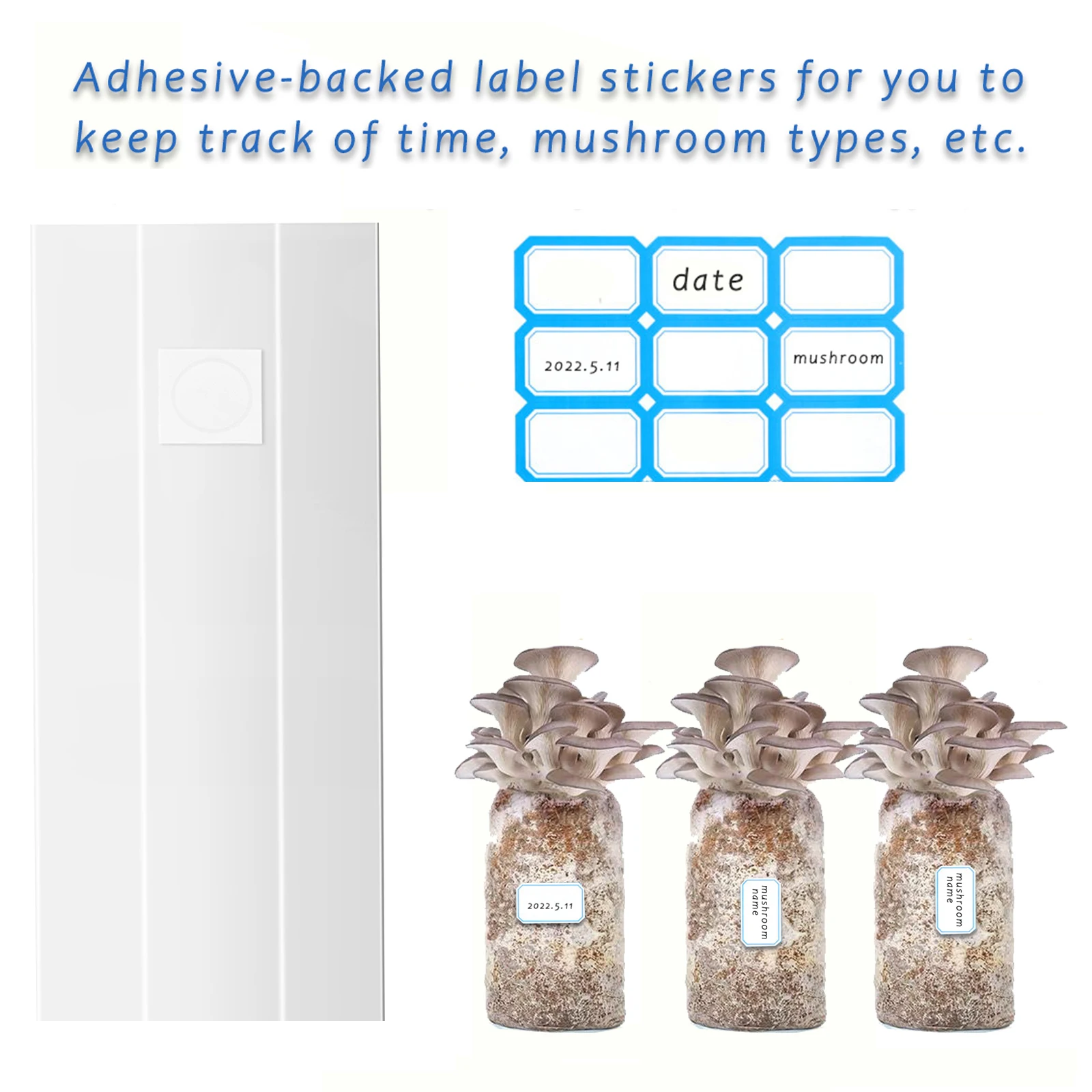 

30 шт./50 шт., пакеты для выращивания грибов с этикетками