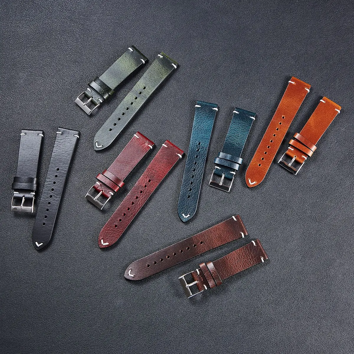

20 22mm oil wax leather Retro Watch Strap Band Universal Genuine Leather Belt Watchbands Smart watch Accessories Quick release