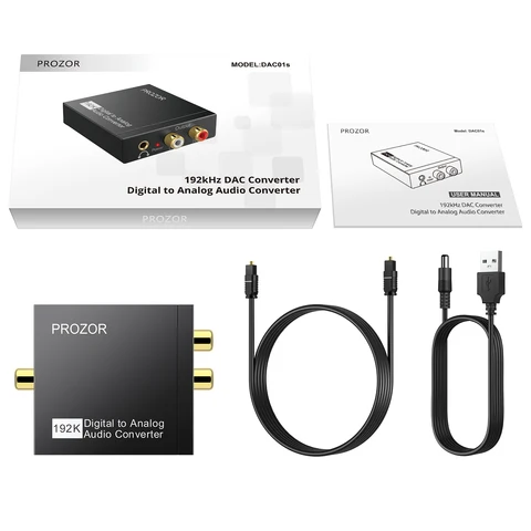 PROZOR Цифро-аналоговый преобразователь 192kHz  RCA 3.5мм