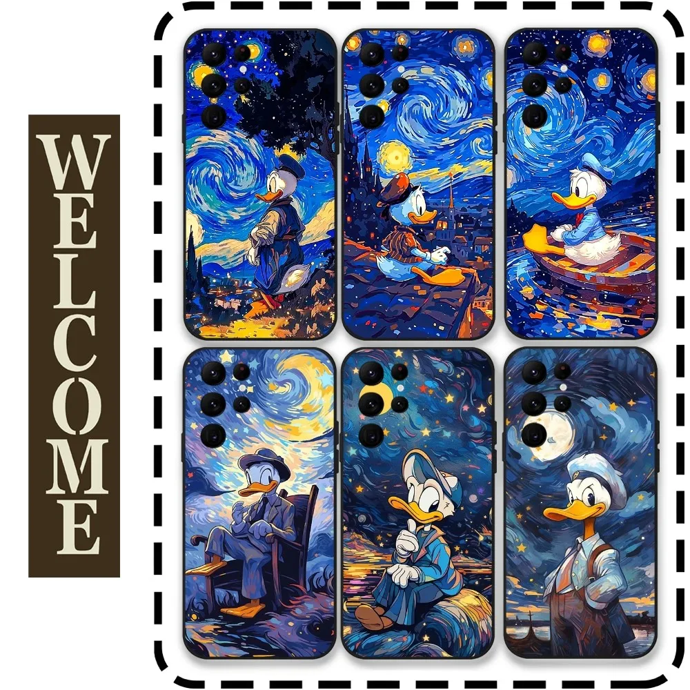 Donald Duck Starry Sky Phone Case for Samsung Galaxy S24 Ultra S22 S23 S21 S20 5G Protective Silicone TPU Funda