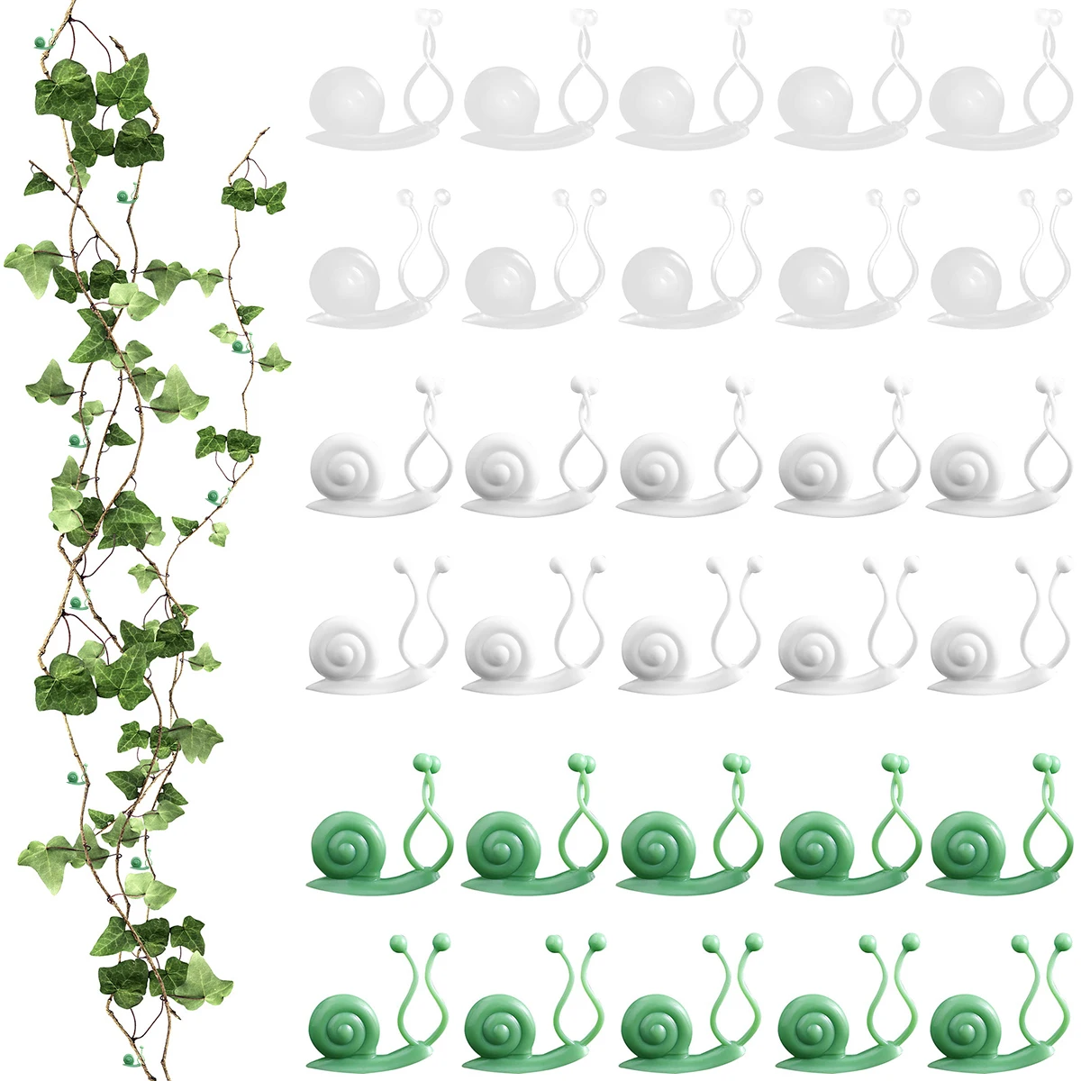 

New 30pcs Plant Climbing Wall Clips Snail Shaped Plant Support Ring Self-Adhesive Vine Wall Climbing Fixture Clips Invisible