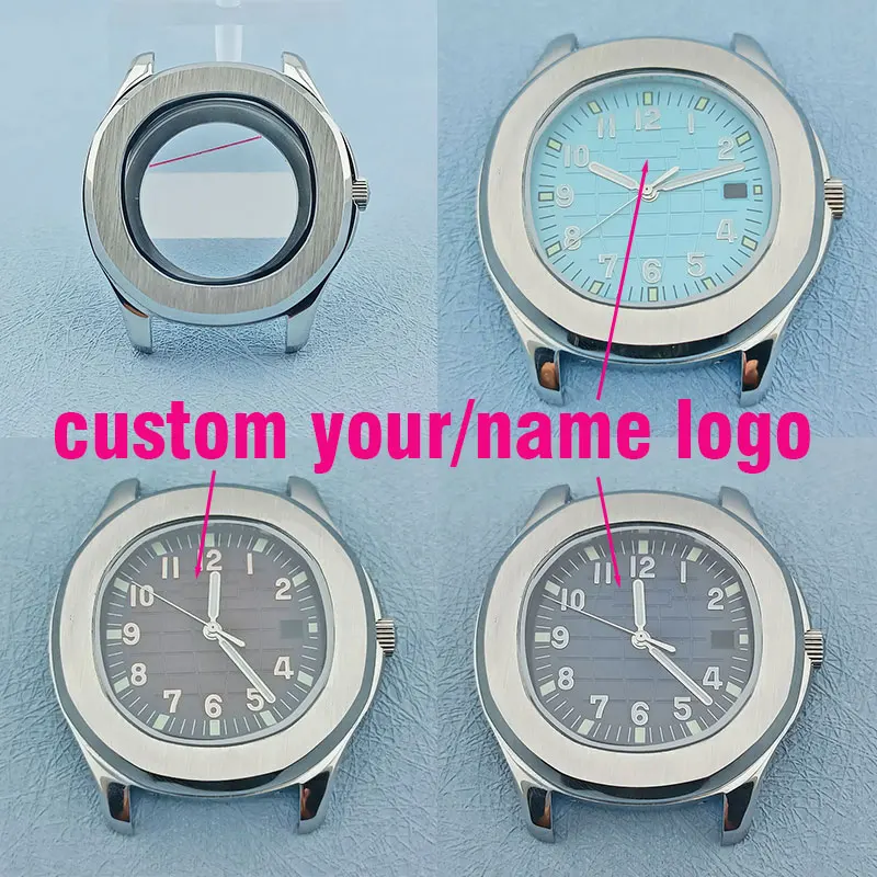 

41mm Silver Watch case 316L Stainless steel dial Custom logo Sapphire glass Glass case back cover fits NH35 NH36 movement
