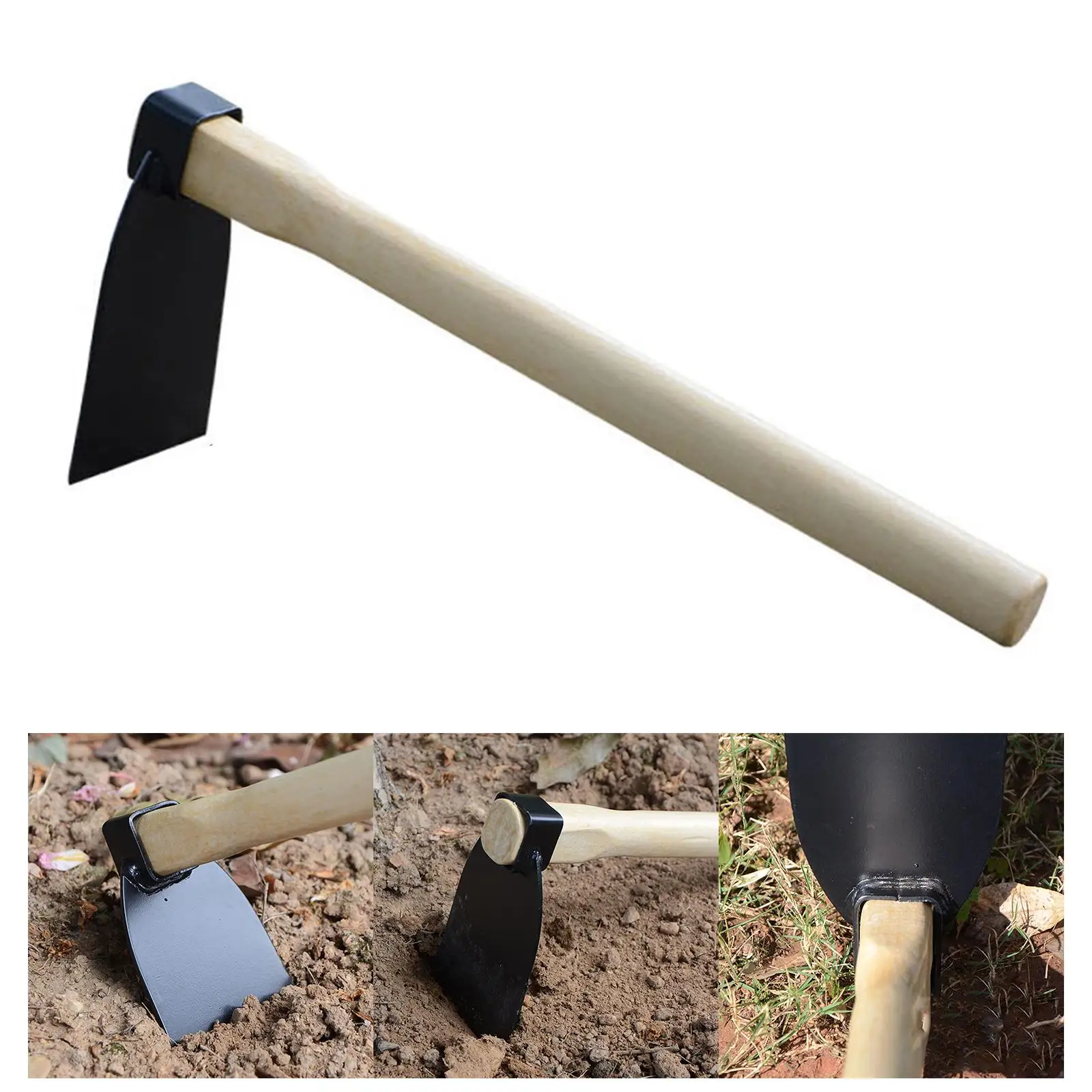 

Durable Gardening Hand Tools Hoe Wood Handle Garden Tool Garden Hoe for Lawn Backyard Weeding Soil Loosening