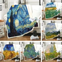 oil painting design blankets for beds scenery soft throw blanket singlequeen size four season bedding cover kids gift