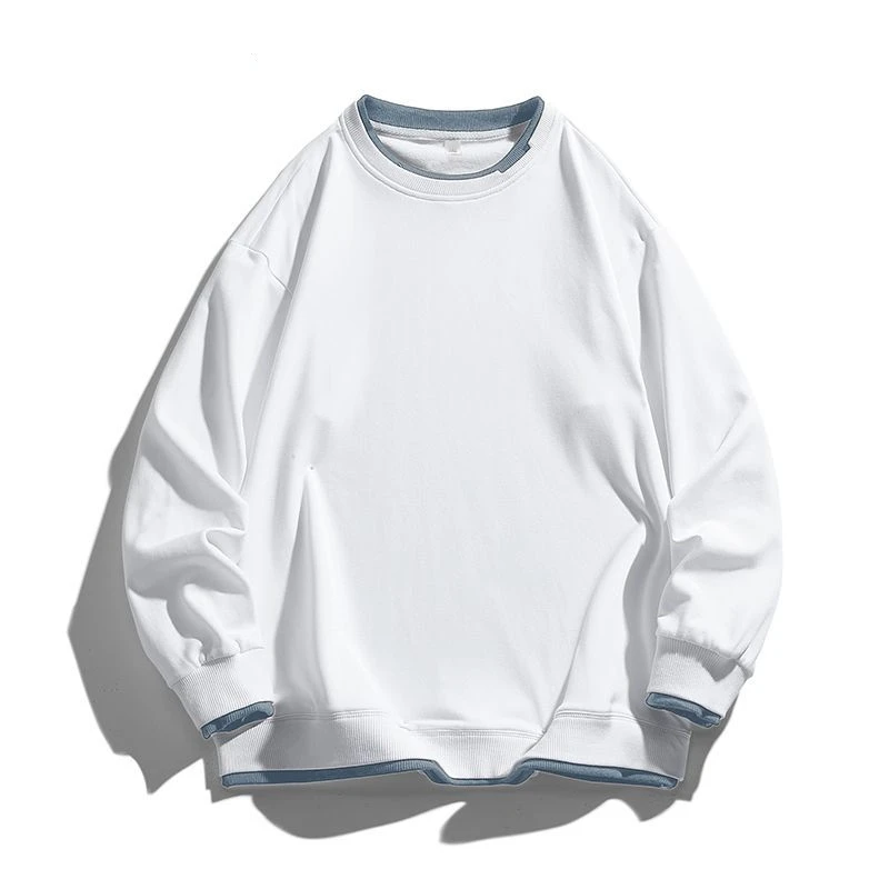 

2022 Autumn Cotton Blue BLack New Patchwork Sweatshirt Men Crewneck Slim Fashion For Male Streetwear Plus Size Clothing 8803