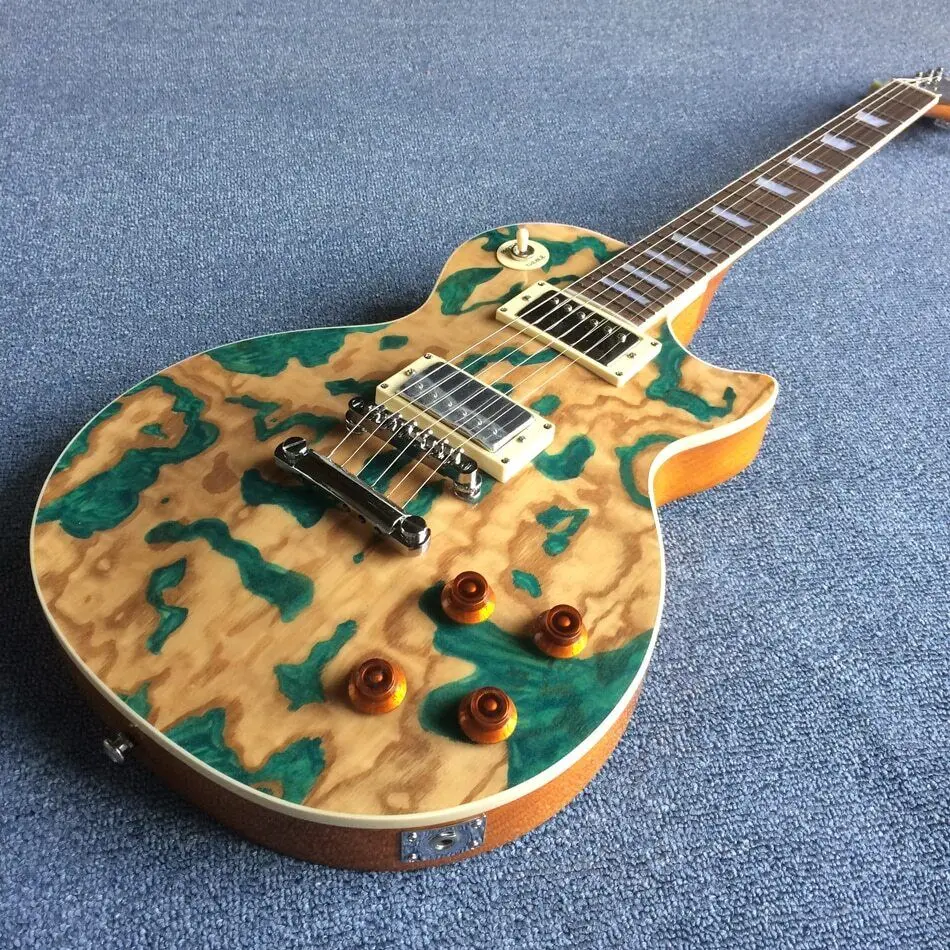 

Rosewood Fingerboard Electric Guitar Green Silver Map Pattern Top Body