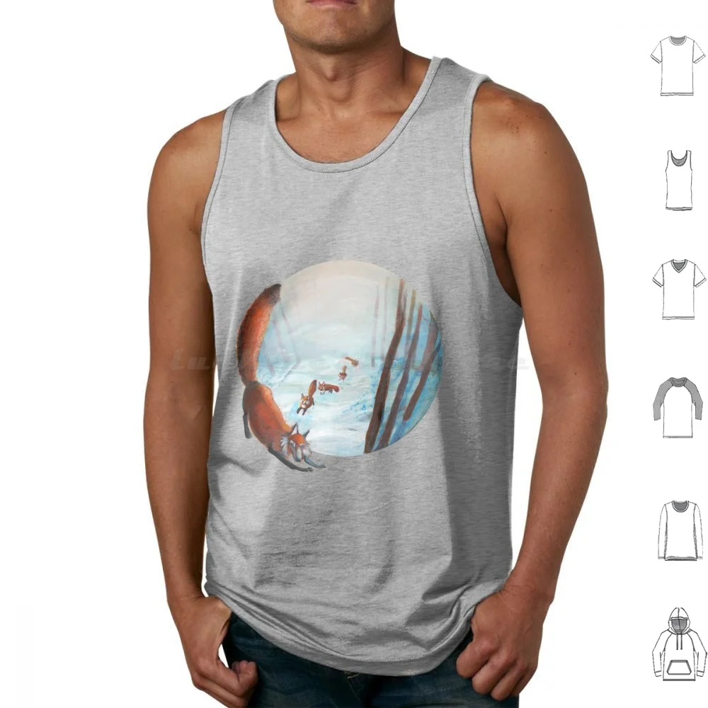 Белые зимние гимреалистичные майки жилеты без рукавов лисы белые животные