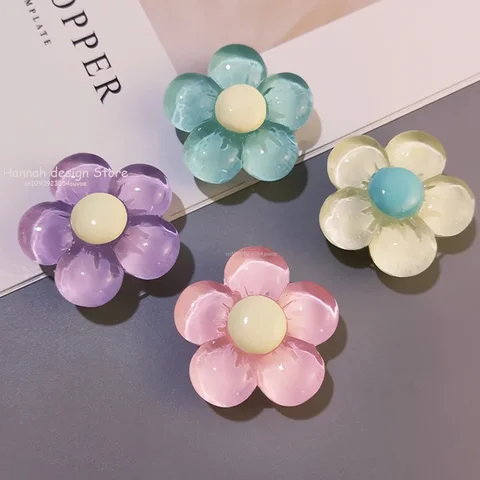 Корейский 3D милый прозрачный цветок с бантом, ручка для телефона Tok Griptok, японский держатель для телефона для iPhone 15, 14, 13, держатель для телефона Pro Max