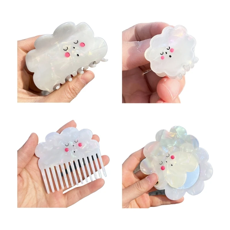 

Portable Cloud Shape Small Mirror Hair Clip and Hair Comb Festival Costume Hair Comb for Outdoor Non-slip Supplies