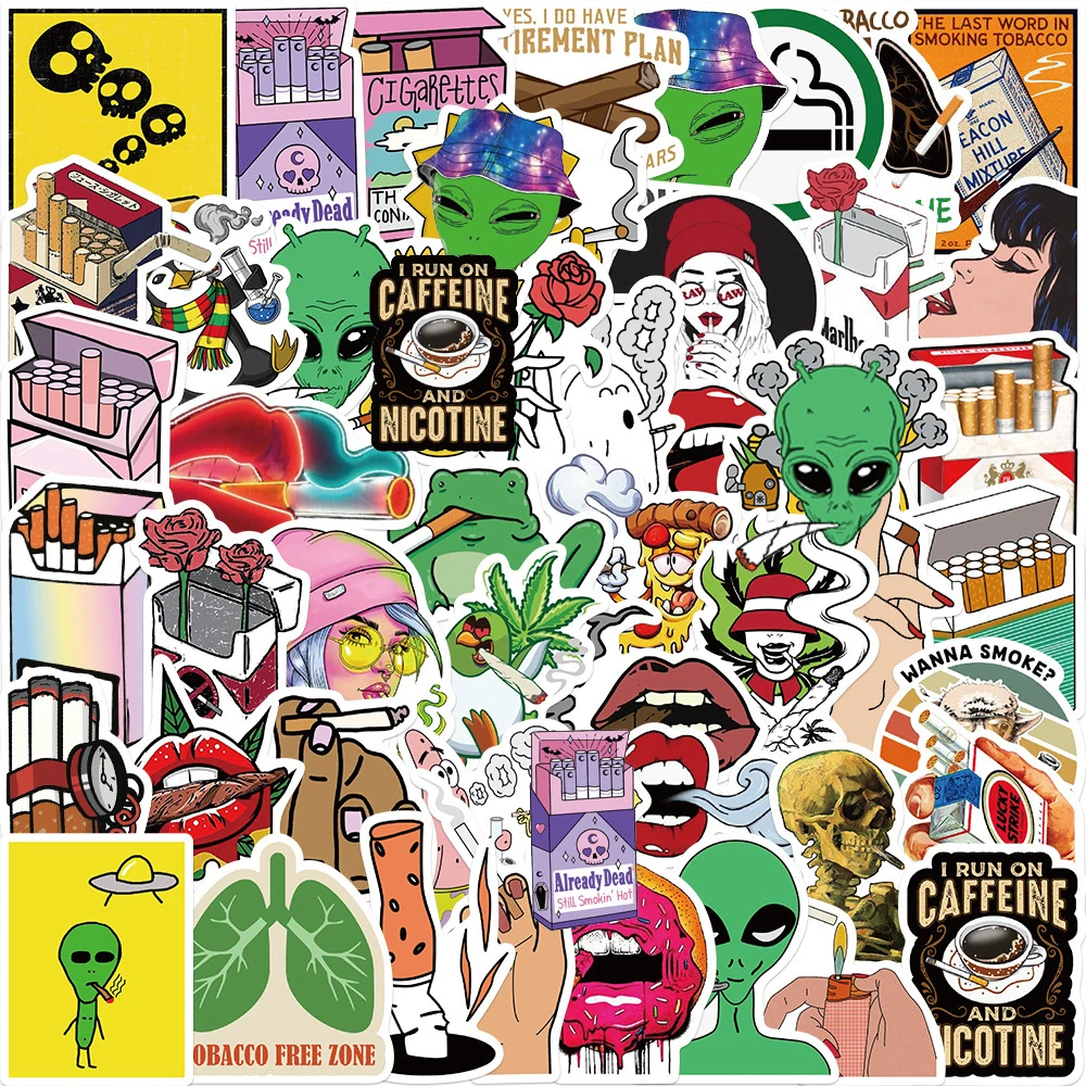 

10/30/50PCS Funny Cartoon Smoke Graffiti Stickers Bike Travel Luggage Guitar Laptop PVC Waterproof Decal Kid Toy Sticker Gift
