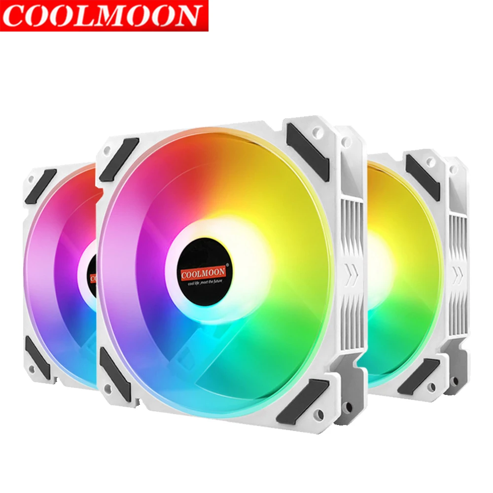Кулмун - вентилятор корпуса настольного компьютера без звука + ИК-пульт управления, регулируемая скорость охлаждения 6PIN, RGB-охладитель и компоненты радиатора включены.