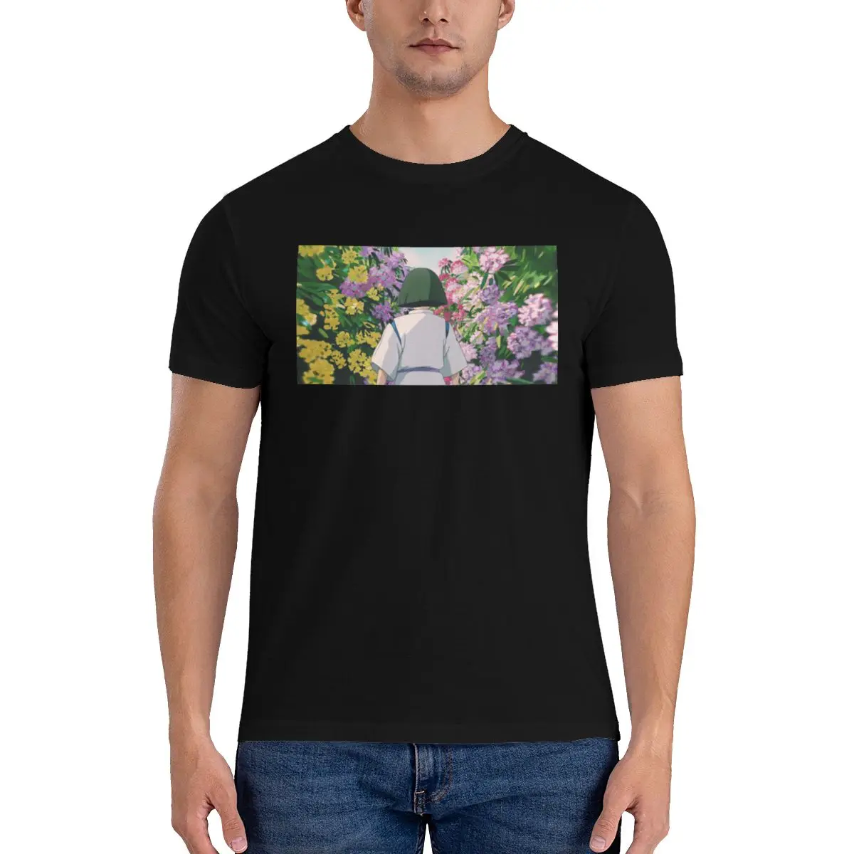 

Футболка Haku с изображением дракона и цветов, Мужская футболка в японском стиле Харадзюку, с рисунком аниме, с круглым вырезом, потрясающие т...