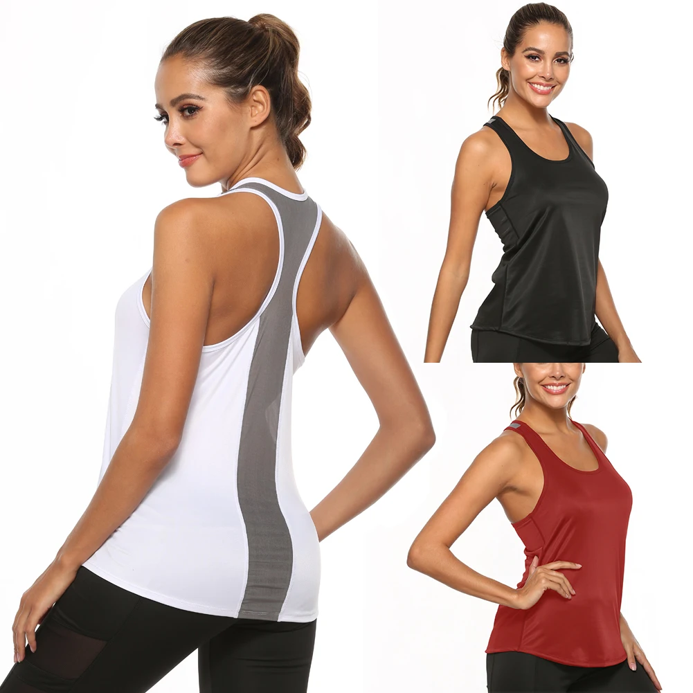 

Women's Fitness Yoga Shirt Sleeveless Yoga Tank Top Sexy Mesh Back Exercise Quick Dry Sports Undershirt Women's Running T-shirt