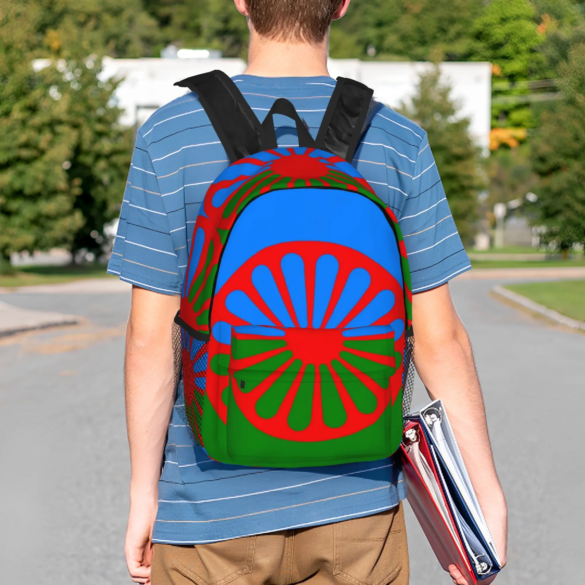 Фото Рюкзак с флагом цыганской страны Романи, хит продаж, вместительный рюкзак для мальчиков и девочек, сумка через плечо для мужчин и женщин, школьная сумка №5