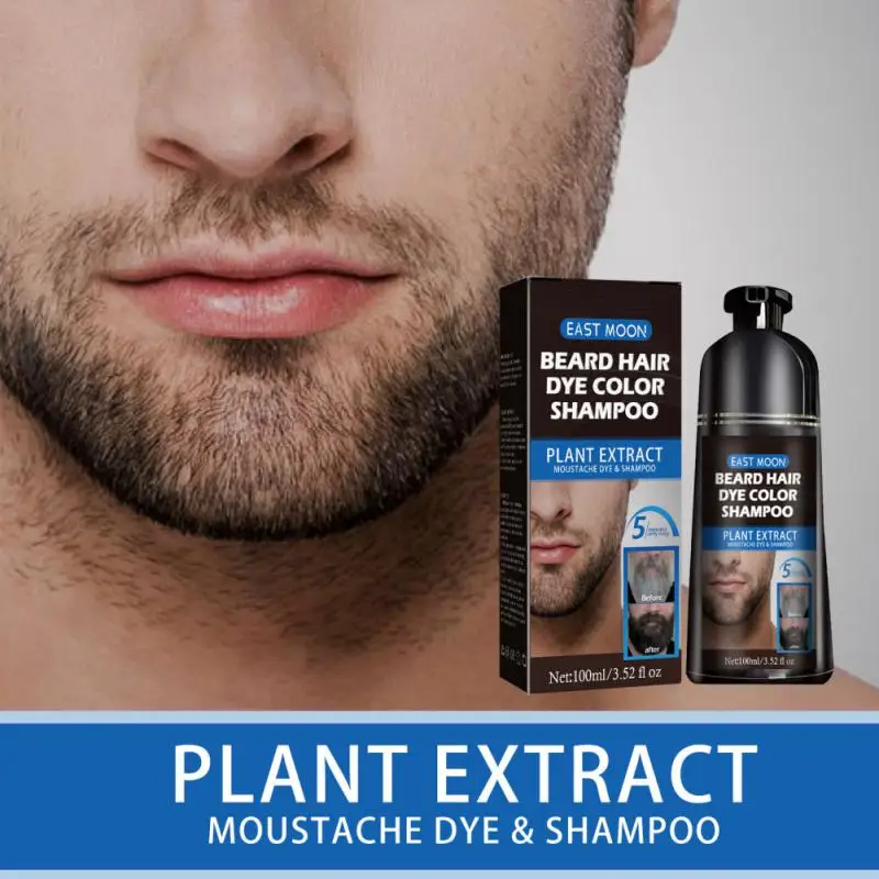 

100ml Permanent Beard Dye Shampoo Organic Fast Hair Essences Dye Care Botanical Cream Hair Black Men Dye Beard Dye Hair