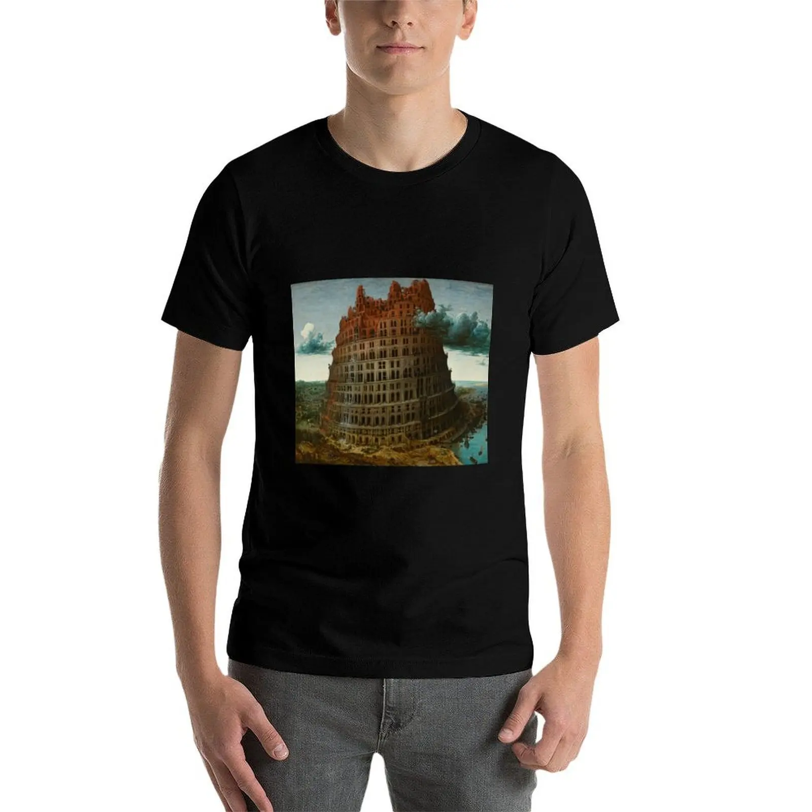Фото Футболка The Tower of Babel (Bruegel) для повседневной носки, однотонная, с коротким рукавом №4