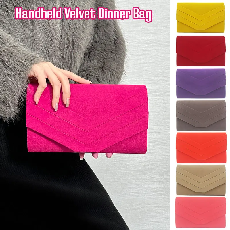 

Women Party Wedding Hand Bag Shoulder Bag Clutch Bag Ladies Evening Purse Velvet Dinner Bag for Friends Party Carrying