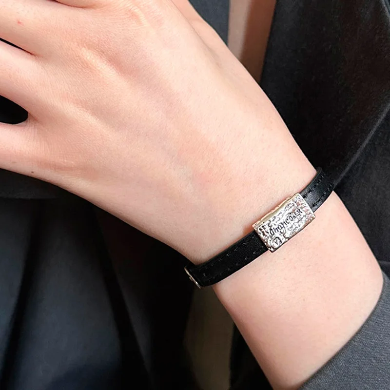 

925 Sterling Silver Belt Letter Bracelet For Women Girl Liquid Lava Temperament Geometry Jewelry Party Gift
