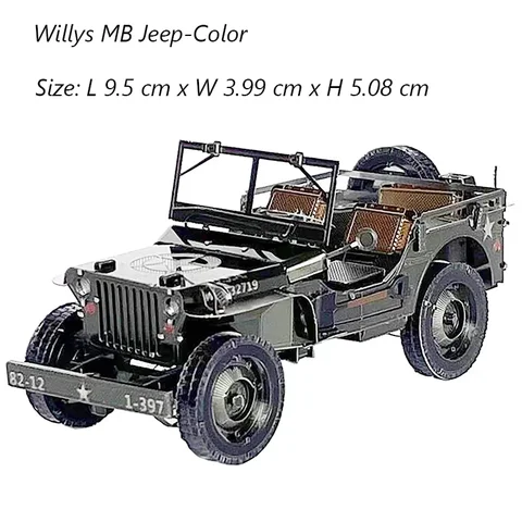 Мини металлическая 3D Сборка модель пазл многоцветная ручная работа Вторая мировая война военные Вилли МБ джип модель автомобиля