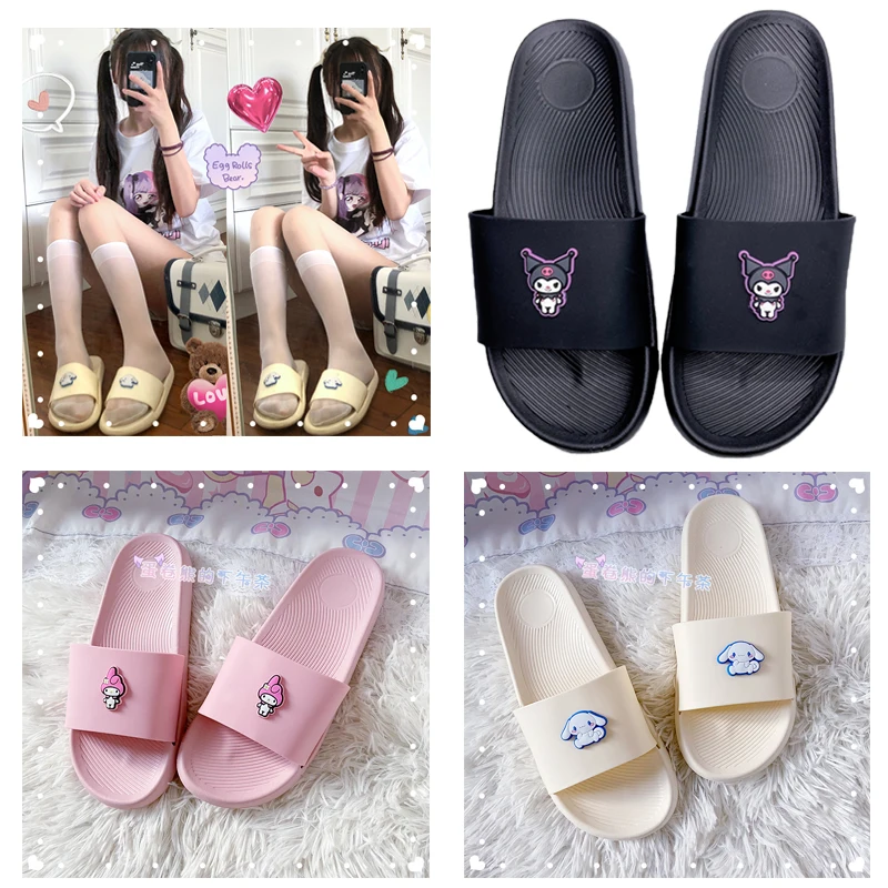 

Kawaii Anime Sanrios My Melody Kitty Cinnamoroll Cute Cartoon Home Bathroom Non Slip Indoor Home Slippers Girl Birthday Gift