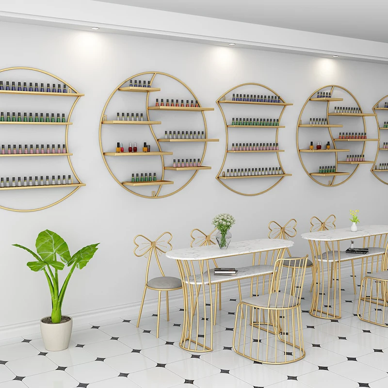 

Metal Nail Art Shelf Wall Hanging Nail Polish Shelf Display Stand Nail Polish Organizer Manicure Shop Products 3 Colors