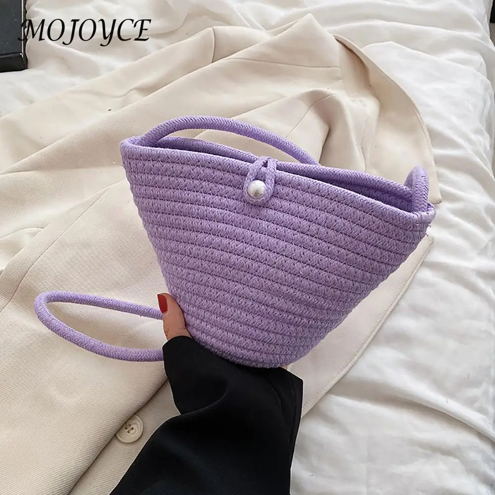 

Сумка кросс-боди Женская плетеная, модный мессенджер-мешок ручной работы из хлопка, саквояж на плечо карамельного цвета