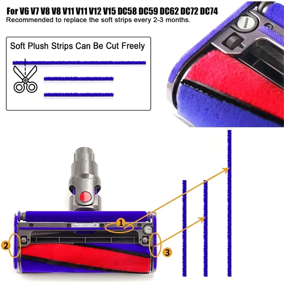 Мягкие плюшевые полоски трубчатый шланг для V6 V7 V10 V12 V15 DC58 DC59 DC62 DC72 DC74 сменные