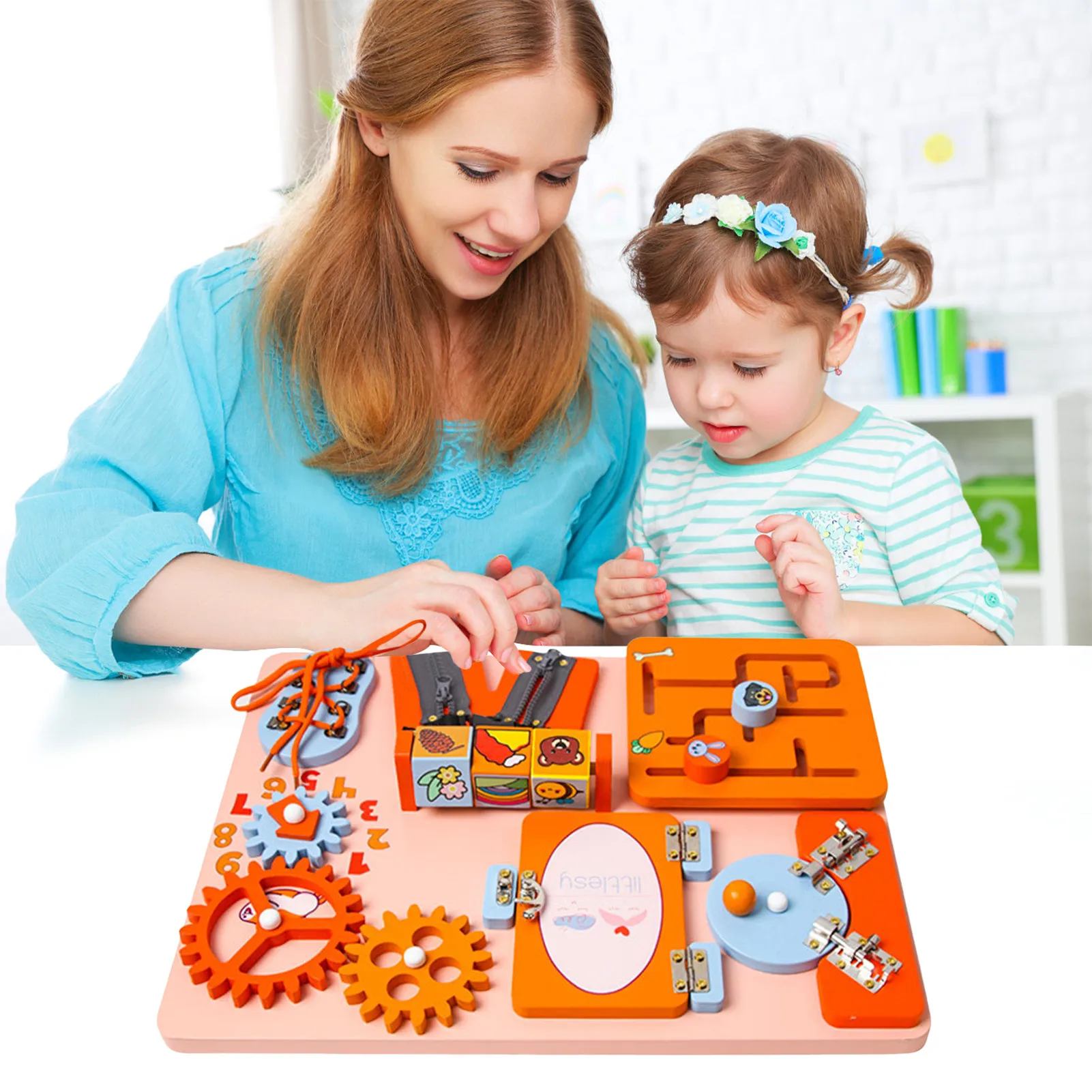 

Wooden Baby Activity Board Wooden Handmade Baby Sensory Activity Boards Children's Educational Sensory Toy Develop Fine Motor