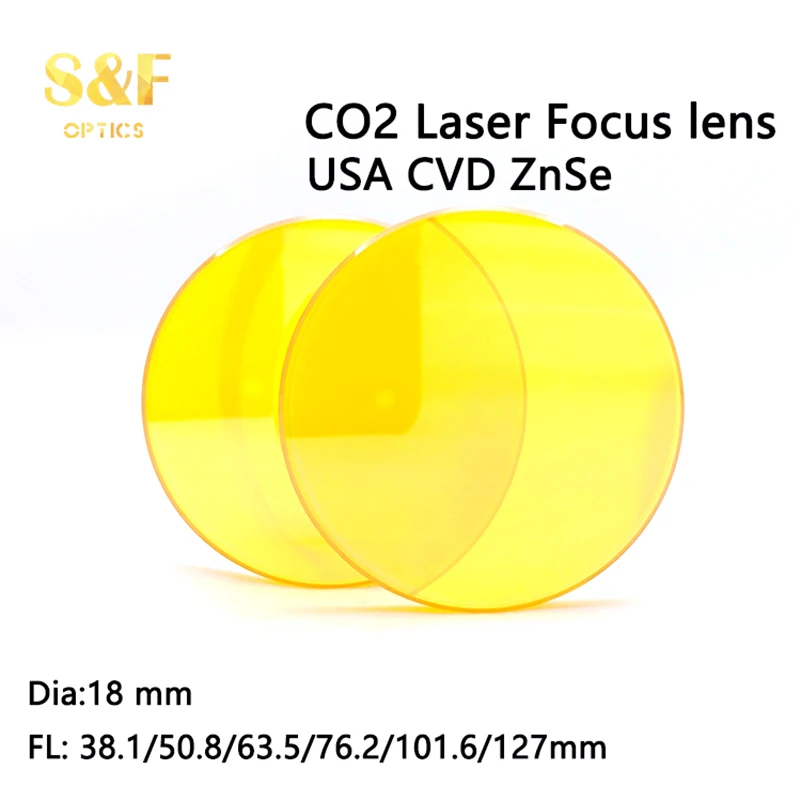 Оптический CO2 лазер Meniscus/Plano USA CVD Znse фокусный объектив диаметром 18 мм FL38.1/50 8/63 5/76