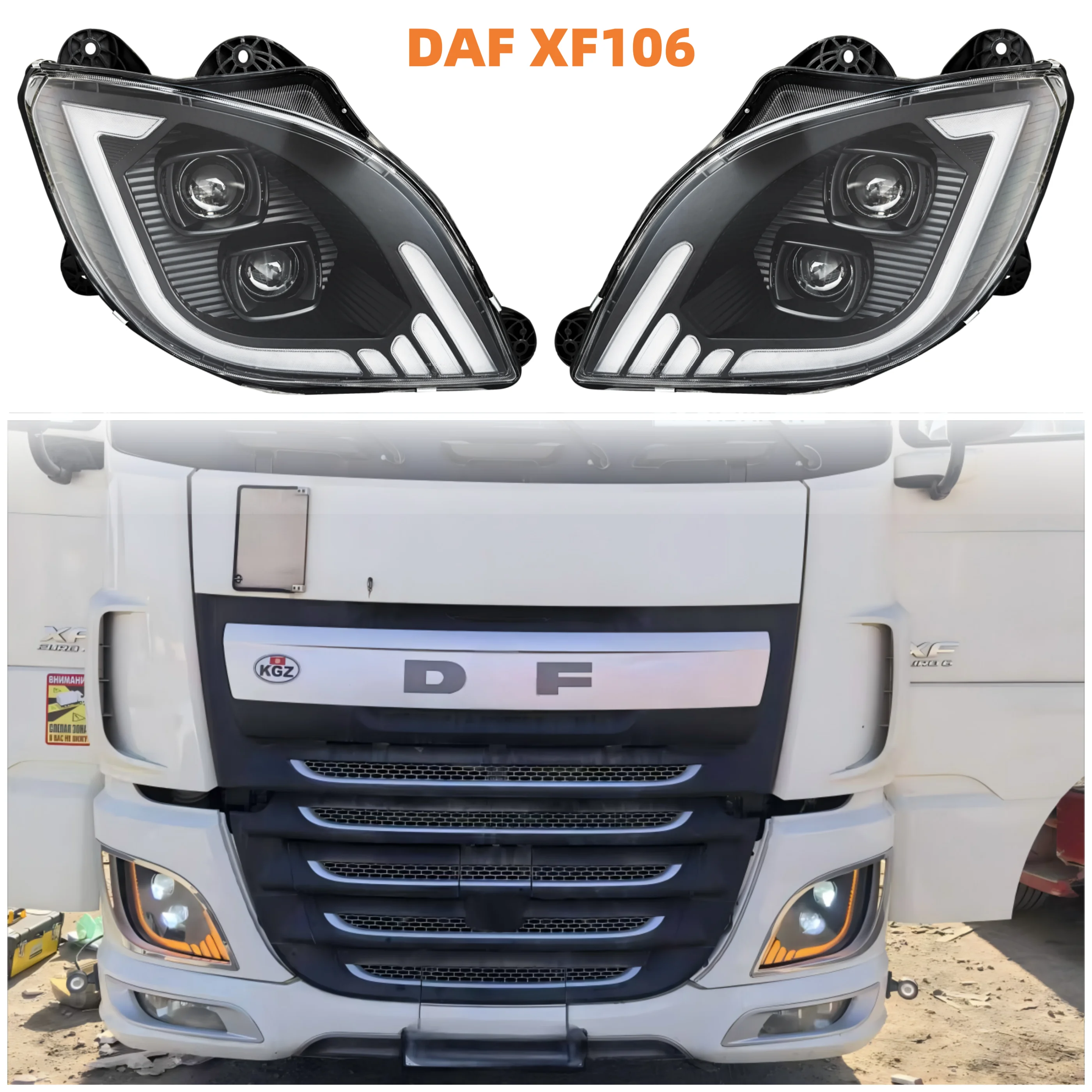 1 шт., 24 В, полностью светодиодная фара, совместимая с DAF XF106 CF106 ...