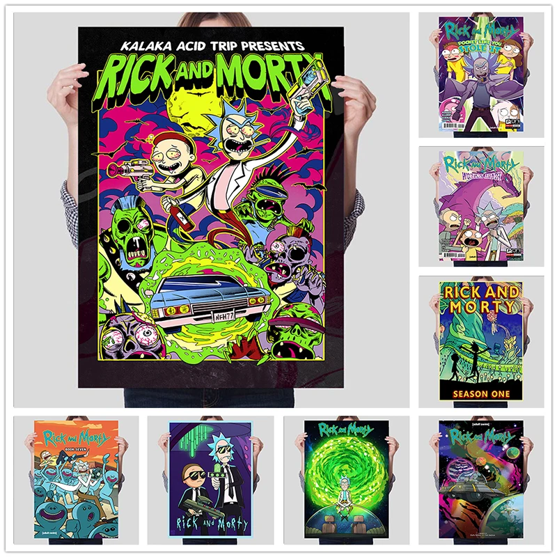 

PopularTv Series Rick Poster Cartoon Movie Anime Morty Canvas Painting Kids Room Decor Wall Art Pictures Living Room Decor