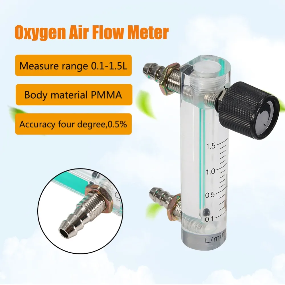 

Air Oxygen Gas Flow Meter Flowmeter Caudalimetro Counter Flow Indicator O2 Oxigen Gas Meter Flow Device Switch 0.1-1.5L/min