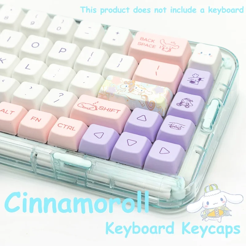 

Sanrio Kawaii Cinnamoroll Anime Keycaps 140 Keys Cartoon Style PBT Mechanical Keyboard Key Caps Cute Keyboard Accessories