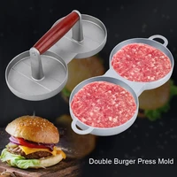 hamburger maker meat double hole manual burger press machines creative round patty press kitchen tools bbq make tools