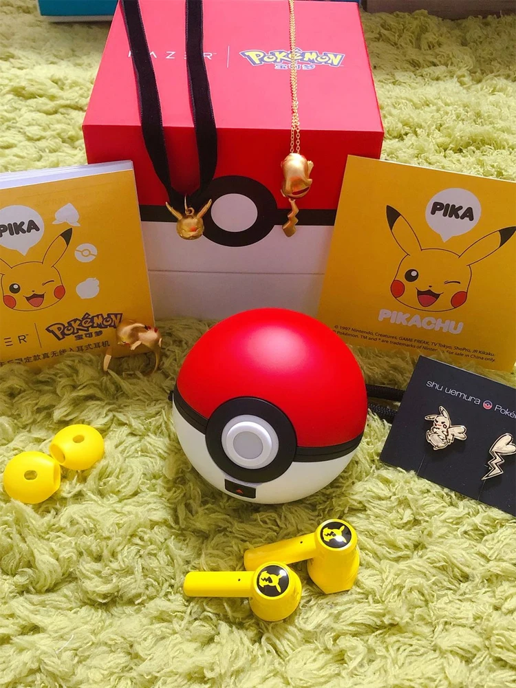 

Беспроводная Bluetooth-гарнитура Pokemon Pikachu, милая Bluetooth-гарнитура с мячом эльфа, подарок для мальчиков и девочек, подарок на день рождения