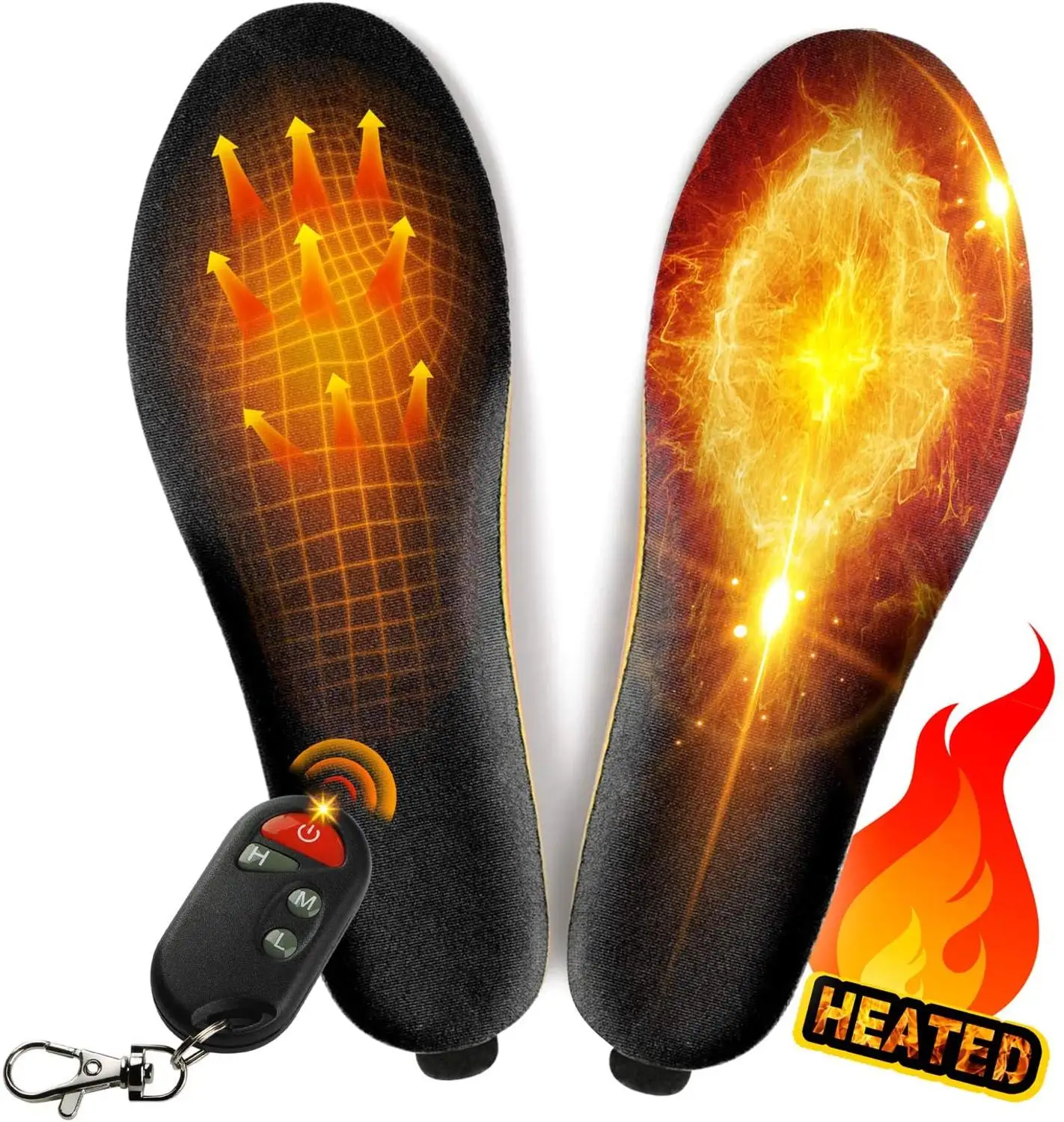 2000mAh Remote Control Heating Insole with Rechargeable Battery Heated Insoles Winter Shoes Pads For Ski Hunting Size-EUR35-46#