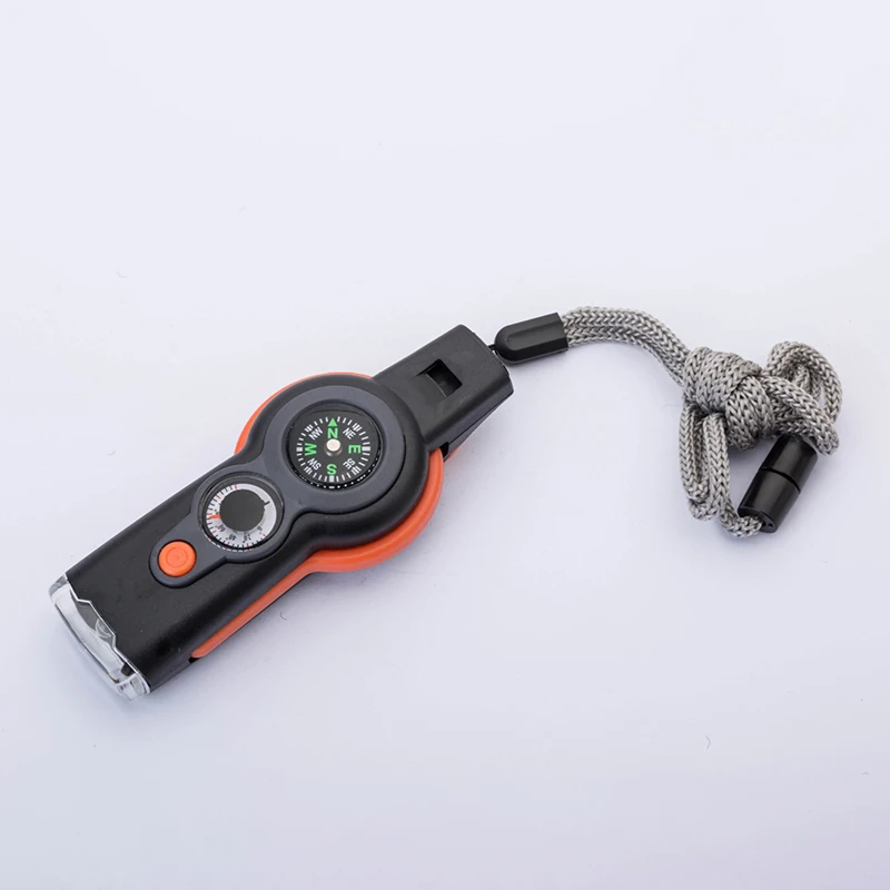 

Outdoor Supplies 7-In-1 Multifunctional Whistle Tactical Survival Accessories Thermometer Compass With LED Light Camping Gadgets