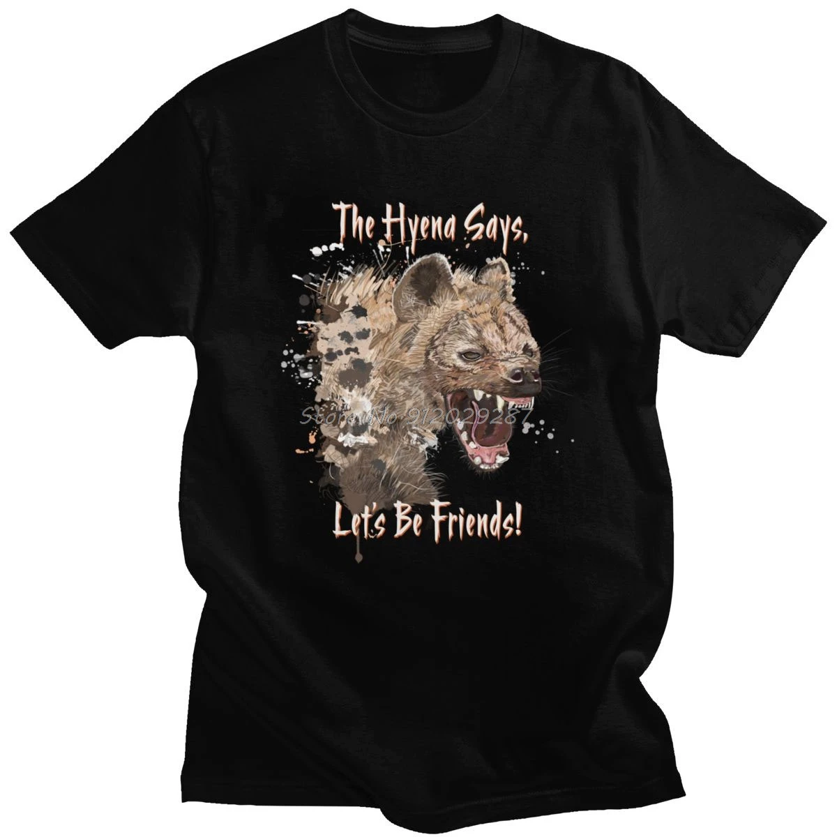 

Hyena T Shirt Men Pure Cotton Africa Safari Wilderness T-shirt Furry Animal Hyaenas Tee Tops Short Sleeve Casual Tshirt