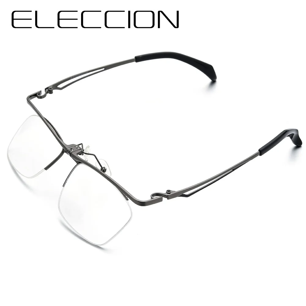 

ELECCION 180° Flip Eyewear Titanium Glasses Frame Men 2022 New Semi Rimless Square Prescription Eyeglasses Half Optical Frames