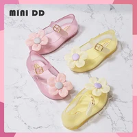 transparent summer sandals shoes child flower mery janes plastic jelly shoes girl sandals toe closed 2022 new girl sandal