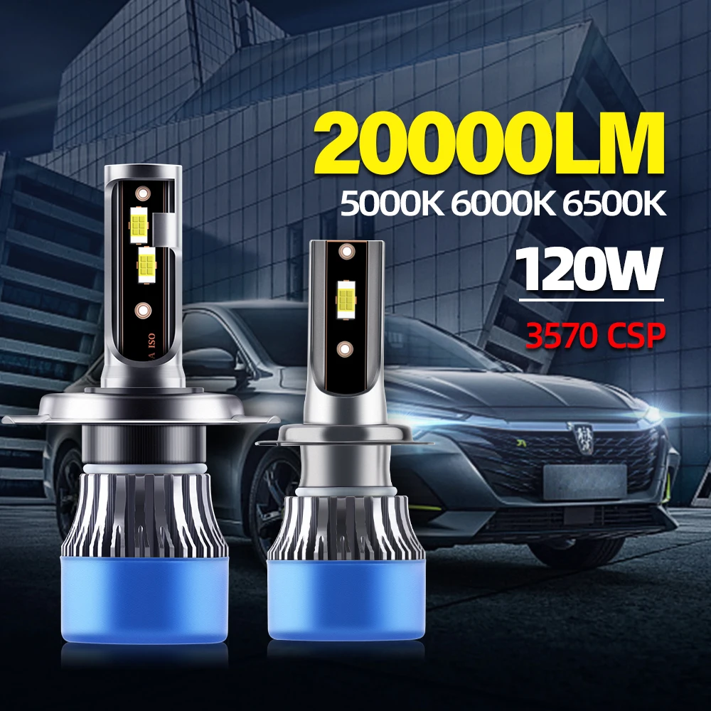 H4 светодиодный H7 головной светильник 20000LM CSP чип H1 H11 H8 H9 9005 HB3 9006 HB4 120 Вт 5000 К 6000 6500 к