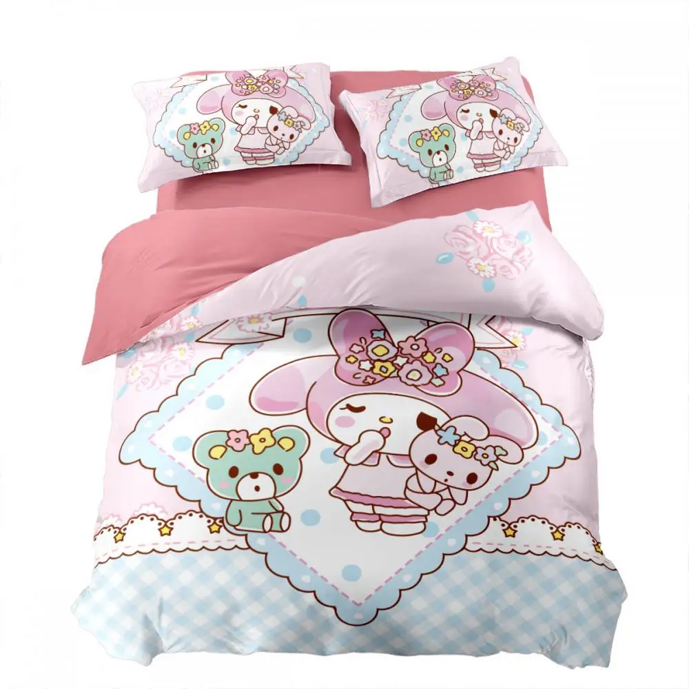

Cute Sanrio My Melody Bedding Set Sheets Set Kids Bed Sheets with Pillowcase for Girls Boys Teen Bedding Duvet Cover Lat Sheet