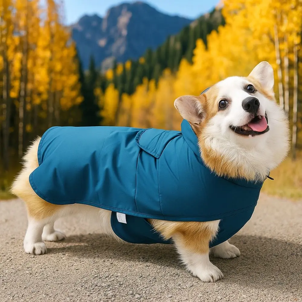 Фото Одежда для домашних животных, водонепроницаемый плащ для собак, светоотражающая регулируемая водонепроницаемая куртка для домашних животных, буксируемый комбинезон от дождя для щенков, альпинизм №2